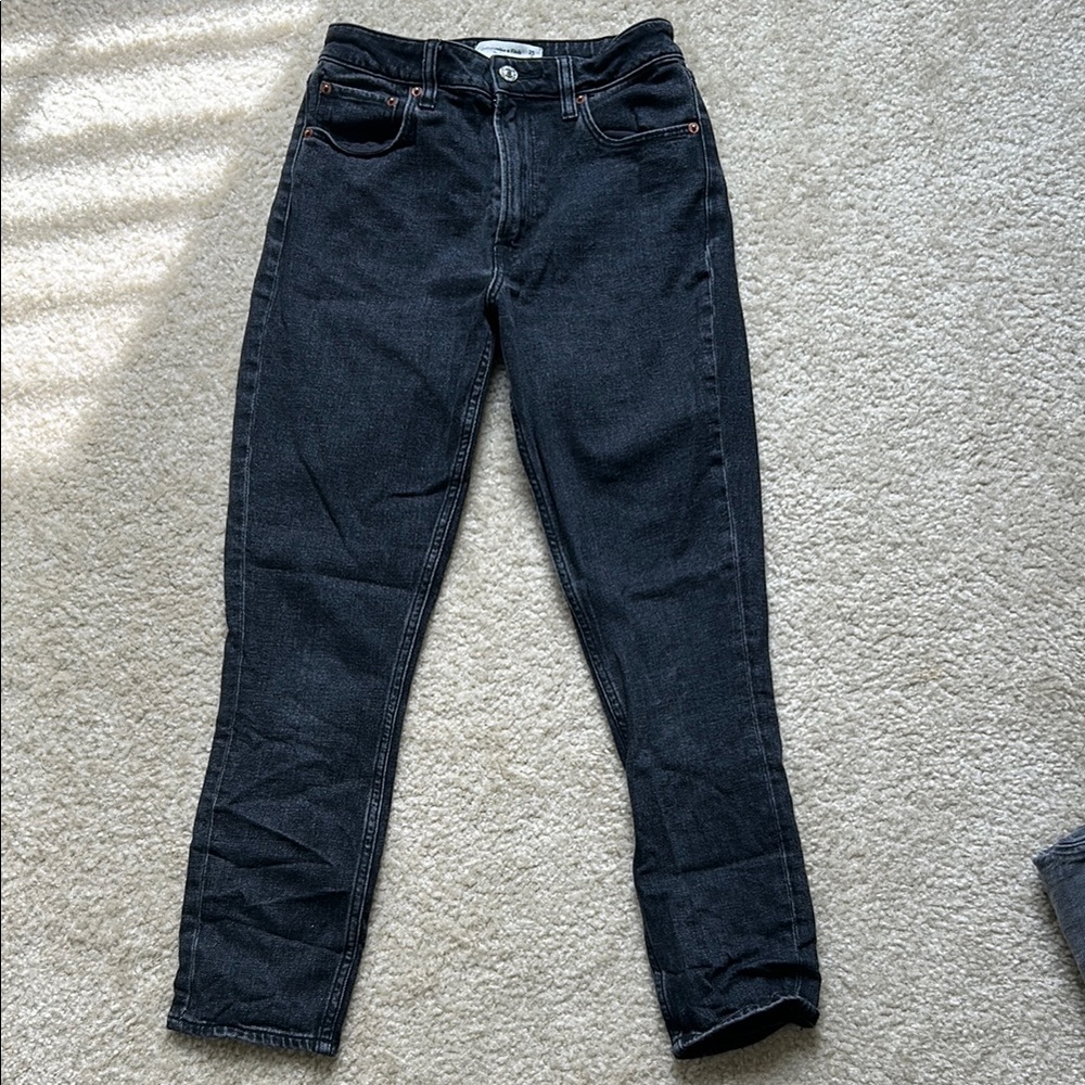 Abercrombie Skinny High Rise Black Denim Jeans size 25 curve love